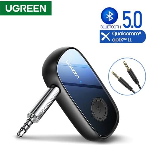 Ugreen Bluetooth 5.0 Receiver 3.5mm AUX Jack Audio Wireless Adapter for Car PC Headphones Music aptX LL Bluetooth Transmitter