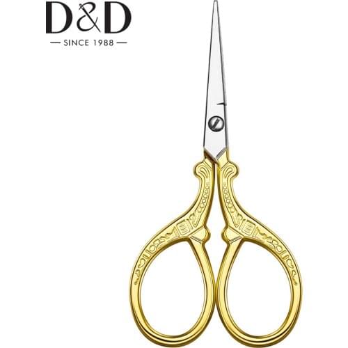 Vintage Tailors Scissors Embroidery and Sewing Scissors Gold Stainless Steel Scissors for Needlework Fabric Craft Sewing Tools