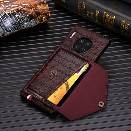 For Huawei Mate 30 PU Leather Cover Case With Card Slot Pocket Stand Holder Case for Huawei Mate 30 Pro Magnetic Car Holder Case