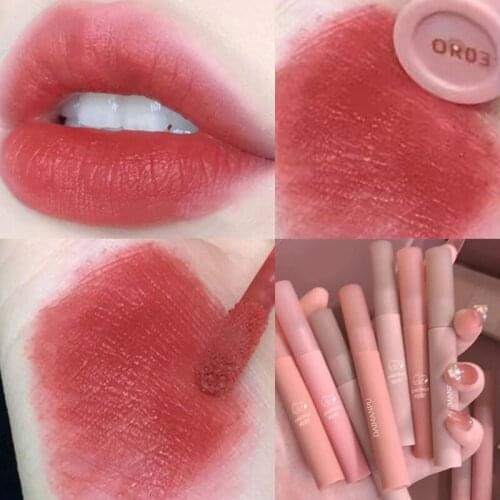 Waterproof Velvet Matte Brown Lip Gloss Liquid Lipstick Long Lasting Lip Gloss Nude Lipsticks Red Lip Tint Cosmetics 6 Colors