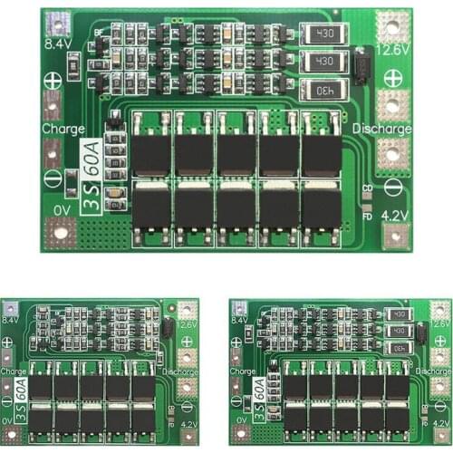 High Quality 18650 Li-ion Batteries Protection Boards 3S 12.6V 60A w/Balance Lithium Battery BMS Protection Board Mayitr