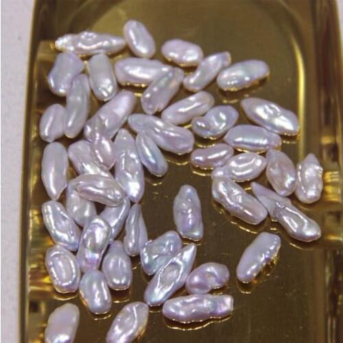 Wholesale 10-12mm Long White Color Keshi Pearls Real Natural Freshwater Loose Pearls No Hole, 10pcs/lot