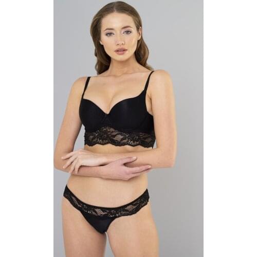 Women Black Color Micro Bra and Panties Set - 8200