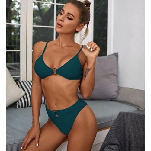 Ladies Split Swimwear Set Womens 3Pcs Color Blocking Bikini Suit Low Square Neck Tank Tops with Triangle Bottoms and Beach Scarf