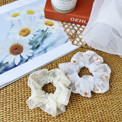 1PCS Tie for Women Girls NEW Scrunchies Rainbow Gum Hair Floral Elastic Hair Bands Lace Ponytail Hold Hair Accessories