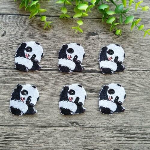 1Pc Lovely Panda Applique Embroidered Iron on Cute Animal Patch Badge For Clothes Bag Diy Craft Repair Decoration Accessory