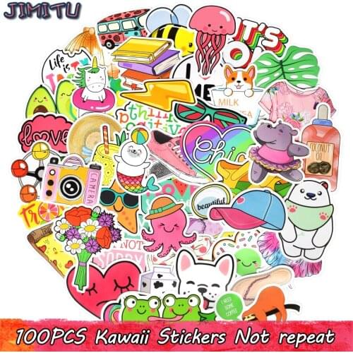 100 PCS VSCO Stickers Kawaii Anime Pink Graffiti Waterproof Sticker Toy DIY for Laptop Fridge Phone Luggage Guitar Tablet Bottle