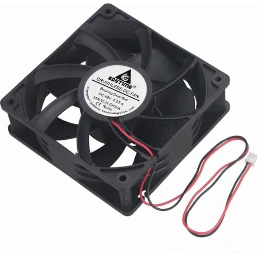 Gdstime 2 Pcs 120x120x38mm 2Pin DC 48V Ball Bearing Big Airflow Exhaust Cooling Fan 120mm x 38mm 2-Wire 12038B 12cm