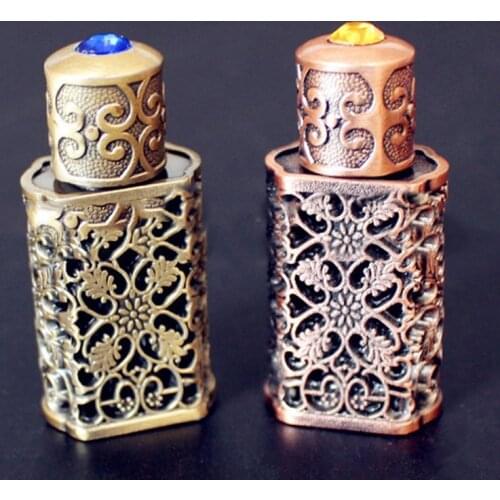 3ml Retro Metal Perfume Bottle Arabian Style Essential Oil Bottle Container Royal Glass Bottle Wedding Party Decoration Hot Sale