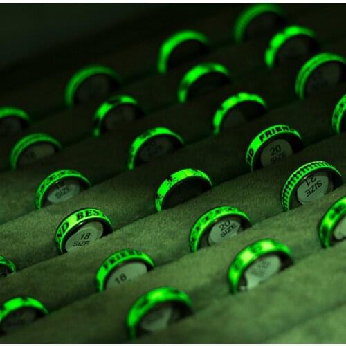 50 Pieces/Lot Stainless Steel Luminous Rings Wholesale Mix Pattern Letter Vintage Rings For Women And Men Glow In The Dark