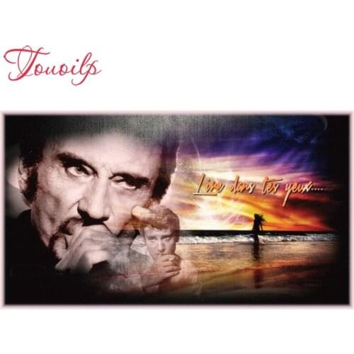 TOUOILP Full Square&round Diamond Painting"Johnny Hallyday"5D diamond Embroidery Cross Stitch diamond Mosaic canvas Decor