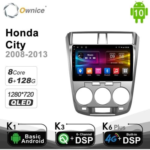 6G+128G PX6 Android 10 Car Multimedia Player For Honda City 2008 2009 2010 2011 2012 2013 4G LTE SPDIF Navigation GPS Car Radio