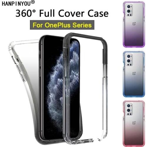 For OnePlus 9 Pro Nord N10 N100 N200 5G 360 Full Cover Gradient Phone Case PC & Clear Silicone TPU Bumper Screen Protector Shell