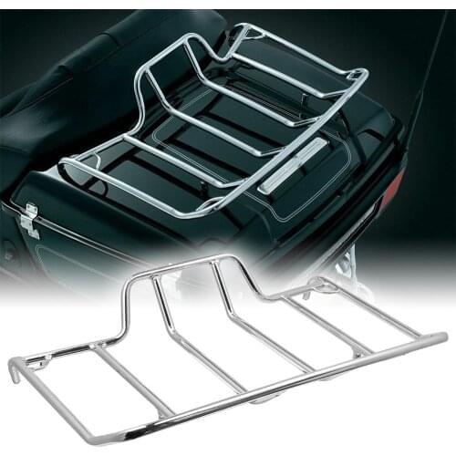 Black Chrome Motorcycle Luggage Rack Cafe Racer Fit For Harley 1980-2018