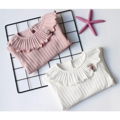 2019 0-4 Years Baby Girl T Shirt Children Autumn New Thread Lotus Leaf Collar T Shirt Kids Girls Long Sleeve Bottoming Tee Shirt