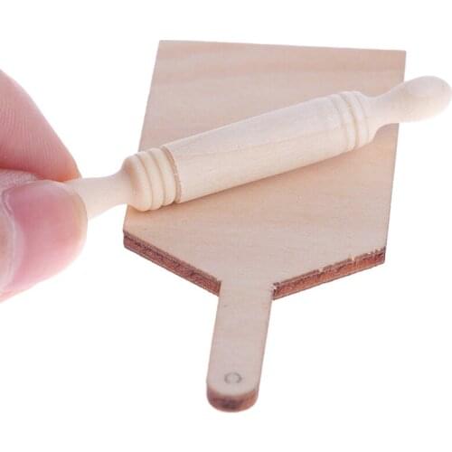 1set Kitchen Cutting Board Rolling Pin Set Accessories Toys 1:12 Dollhouse Miniatures