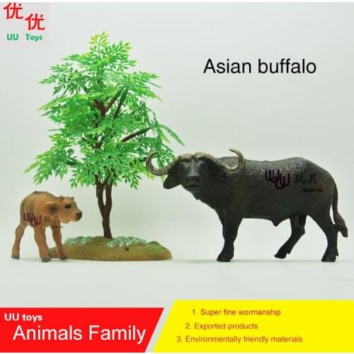 Action Figures: Asian Buffalo family pack Simulation model Animals kids toys children educational props
