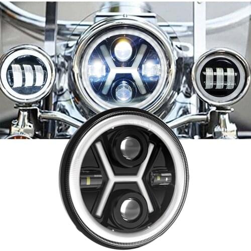 Motorcycle Headlight 7" 4 Led 80W Motor Lamp Headlamp Head Light Motorbike Lamp for Harley Yamaha V-star 650 1100 Road Star