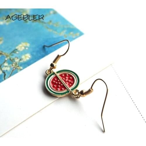 Hot Watermelon Ear Clip Summer Style Women Jewelry Handmade drop Earrings for Child Gold Color Fruit Earrings Cute Gift