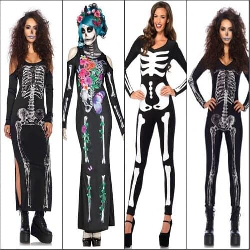 Halloween Costumes For Women Horror Zombie Costume Female Sexy Skeleton Costume Halloween Clothes Jumpsuit Bodycon