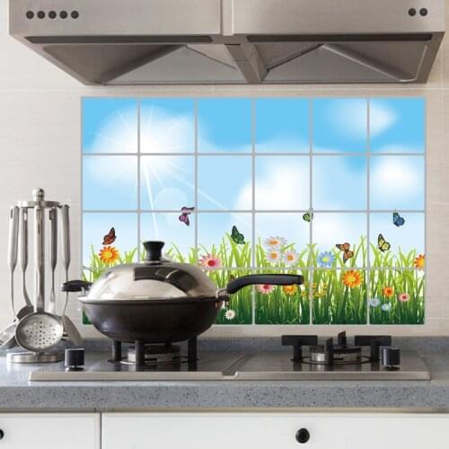 Kitchen High Temperature Oil Resistance Wall Stickers Aluminum Foil Waterproof Oilproof Sticker Ambry Cabinet Stove Home Decor