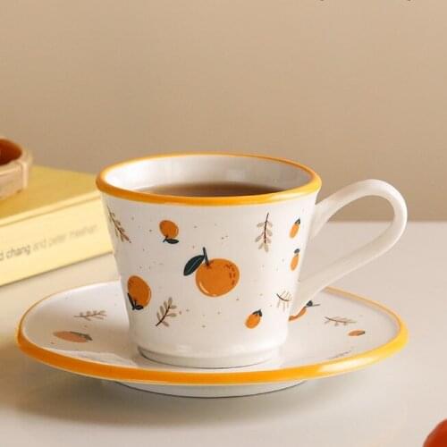 Cute Porcelain Art Coffee Cup Modern Creative Reusable Nordic Style Coffee Cup Unique Orange Canecas House Decoration EI50BD