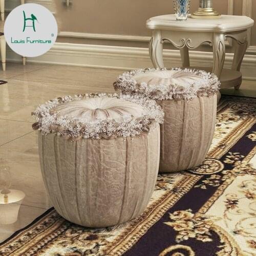 Louis Fashion Stools Ottomans European Style Furniture Round Living Room Shoes Pumpkin Tea Table Sofa Modern