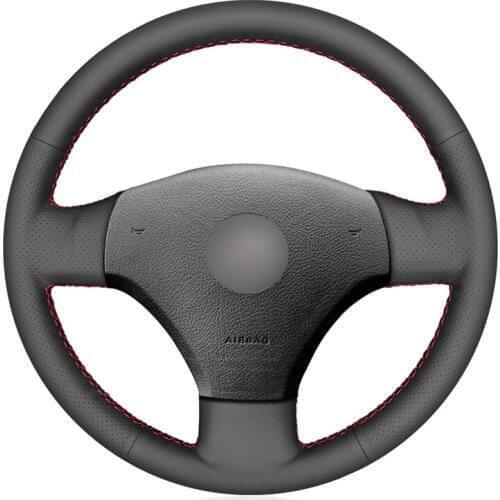 Hand-stitched Black Genuine Leather Custom Car Steering Wheel Cover for Volkswagen Bora 2001 2002 2003 2004 2005
