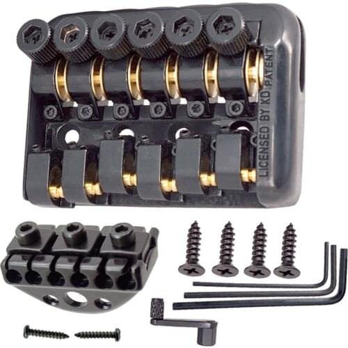 Zinc Alloy Iron Headless Electric Guitar Saddle Bridge Tailpiece Nut Set Black