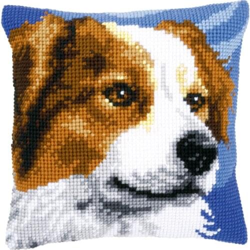 DIY Cross Stitch Cushion Cover Border Collie Needlepoint Kits Printed Canvas Chunky Yarn Cross-stitch Pillow Case Arts & Crafts