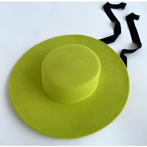 202106-junxian-8142 new autumn winter show style color wool solid leisure lady fedoras cap women panama jazz hat