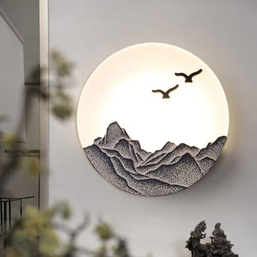 12W New Chinese Wall Lamp Creative Bedroom Bedside Lamp Living Room Background led light Tea Room Corridor decorative lights