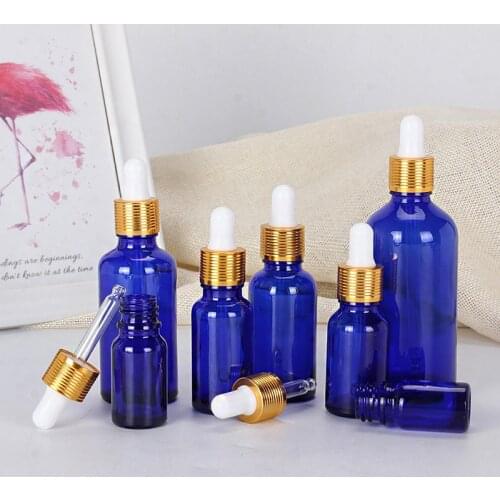 Dropper Bottle Blue Glass 5-100ML Reagent Eye Dropper Drop Aromatherapy Liquid Pipette Refillable Bottle Essential Oil Container