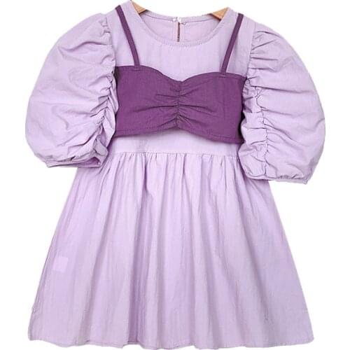 Summer Princess Dress Cotton Solid Color Short-sleeved Korean Skirt Toddler Girl Christmas Outfits Girls Autumn Clothes