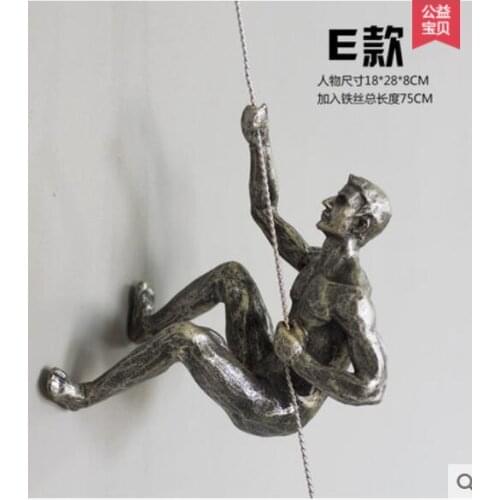 Resin Arts Retro climbing figure mural wall hangings living room TV backdrop Restaurant Bar industrial wind decoration