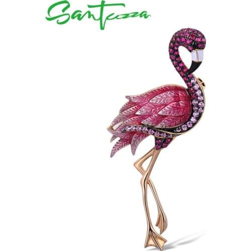 SANTUZZA Flamingo Brooches For Clothes