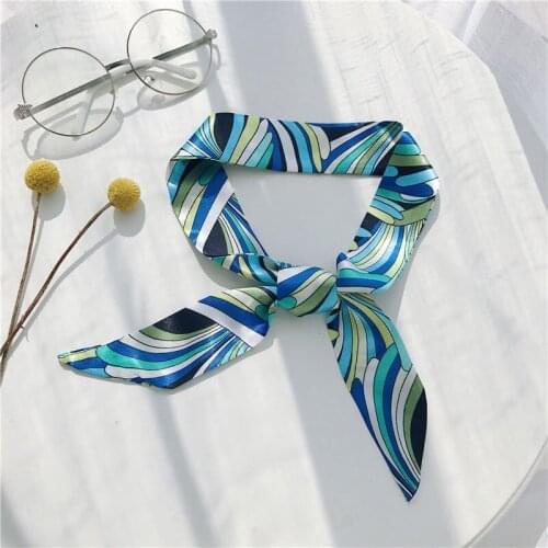 Scarf Women Korean Autumn Silk Printed Scarf Colorful Elegant Wild Thin WaveBlack Coffee All-match Stylish Neckerchief 95cm