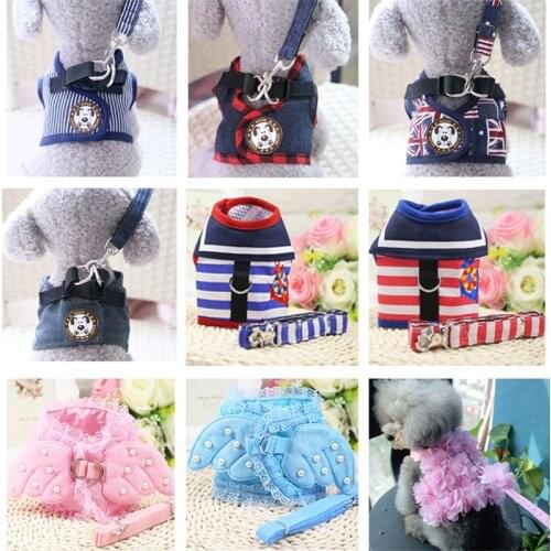 Breathable Small Dog Pet Harness and Leash Set Puppy Cat Vest Harness Collar for Chihuahua Pug Bulldog Cat Arnes Perro