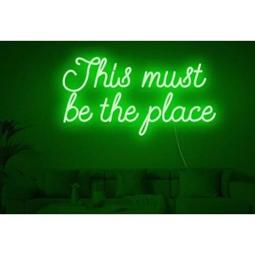 OHANEONK Led Neon Sign Light of This must be the place For Christmas Birthday Wedding Decor Home Bedroom Wall Decoration Gift