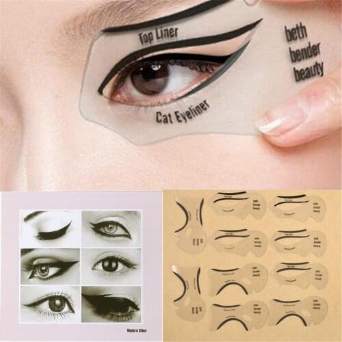 10pcs/lot Cat Smokey Eyeliner Stencil Eye Shadow Guide Makeup Simple Tool Set Template Shaping Tools Eyebrows Template Card