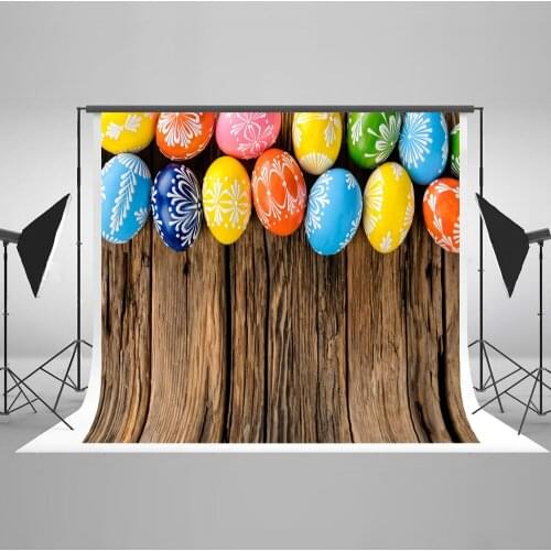 VinylBDS 200x300cm (6.5x10ft) Easter Baby Shower Backdrop Eggs Wood Newborn Photography Background Microfiber Backdrop