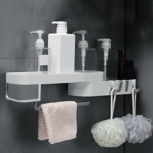 Kitchen Bathroom Rotating Shower Shelf Tidy Corner Rack Holder for Home Bathroom Supplies