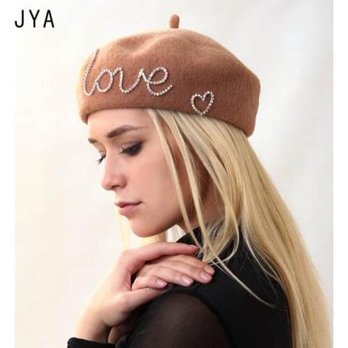High Quality Knit 98% Pure Wool Beret Cap for Women Girls Winter Hat Elegant Female Beret British Style Solid Color Wholesale