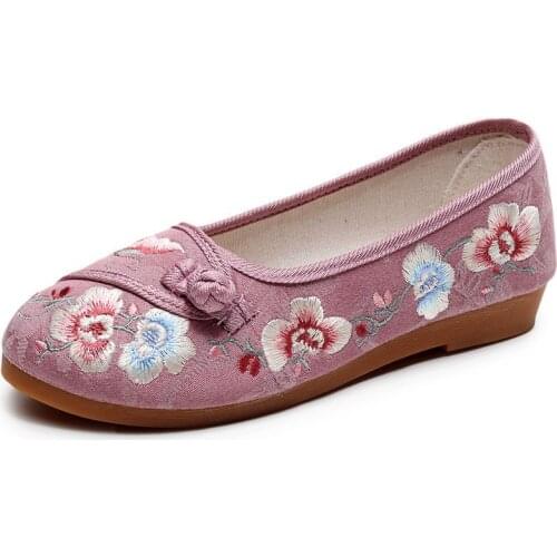 Chinese Embroidery Women Canvs Shoes Casual Floral Ladies Shoe New Women Flats Dance Single Shoes