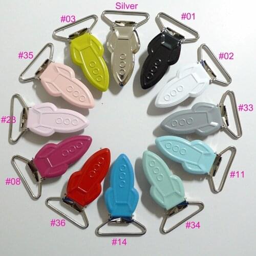 120pcs 1'' 25mm 12 Colors Mix Enamel Rockets Suspender Clips