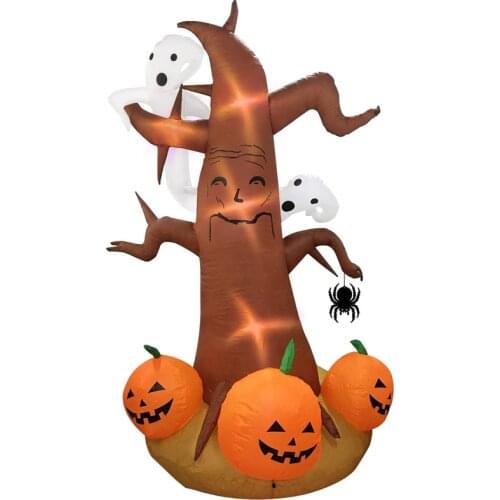2.4M Haunted Archway Inflatable Dead Tree With Owl Ghost And Pumpkins Inflatable Halloween Yard Decoration Led Lighted