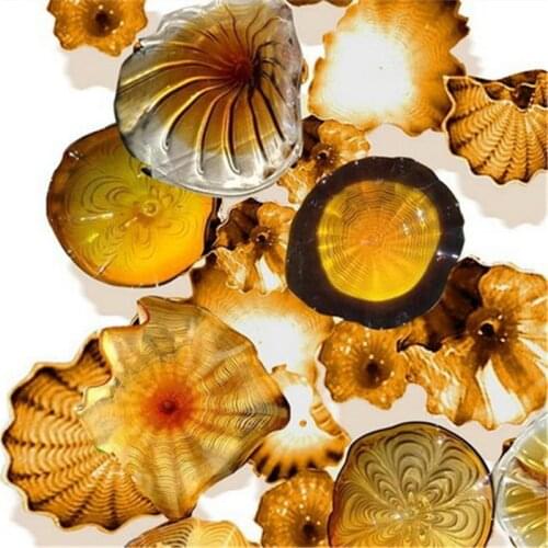 2020 Art Design Blown Glass Wall Plates Multi Color Modern Crystal Murano Glass Art Decorative Wall Plates