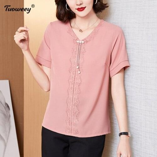 2021 Female Flower Print Fashion Loose Plus Size 4xl Shirt New Summer Middle Aaged Women Korean Chiffon V-Neck tshirts Tops