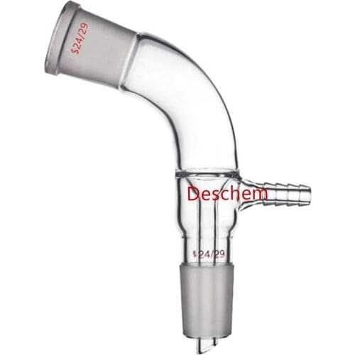 24/29,Glass Vacuum take-off Adapter,Ground Joint,105 Bend,Borosilicate Glass Labware