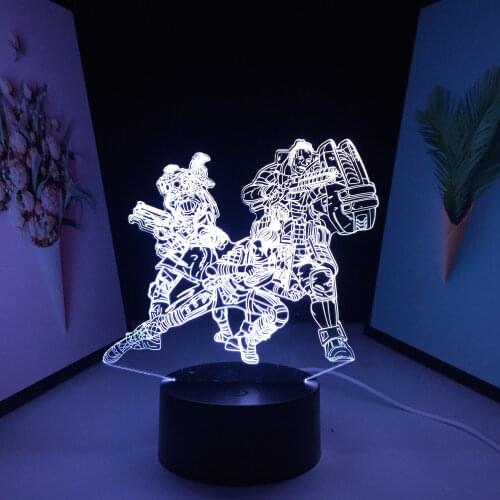 3D Night Light Animation Peripherals Three-Person Jagged Community Color Changes With Remote control Black Base Visual Illusion